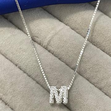PINGENTE LETRA M GALERIA COM ZIRCONIA CRISTAL