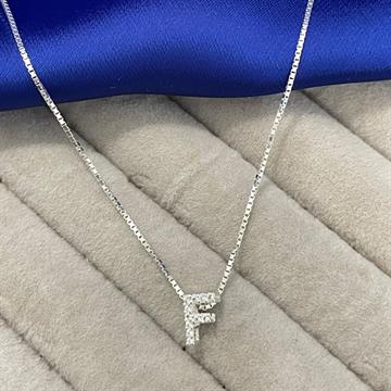 PINGENTE LETRA F GALERIA COM ZIRCONIA CRISTAL