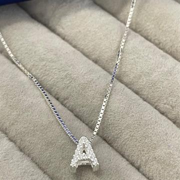PINGENTE LETRA A GALERIA COM ZIRCONIA CRISTAL