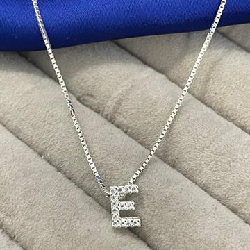 PINGENTE LETRA E GALERIA COM ZIRCONIA CRISTAL