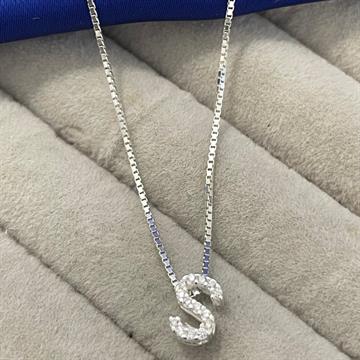 PINGENTE LETRA S GALERIA COM ZIRCONIA CRISTAL