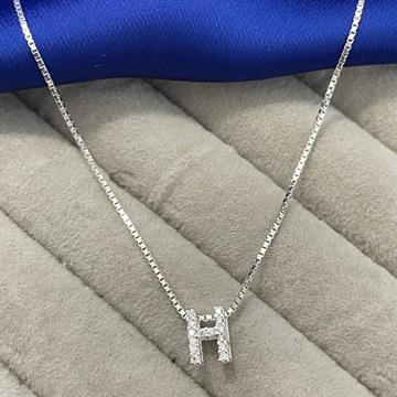 PINGENTE LETRA H GALERIA COM ZIRCONIA CRISTAL
