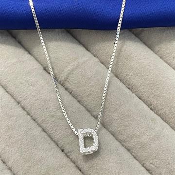 PINGENTE LETRA D GALERIA COM ZIRCONIA CRISTAL