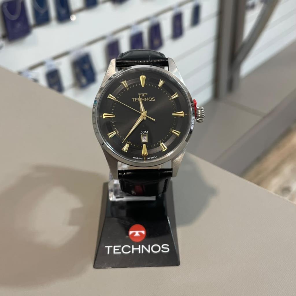 RELOGIO ANALOGICO  PULSEIRA COURO PRETO TECHNOS DCRE 25249041