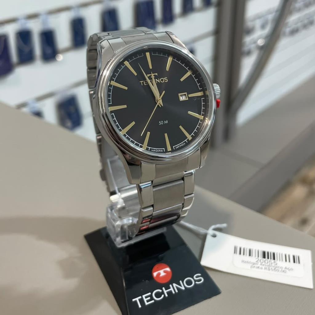 RELOGIO ANALOGICO  PULSEIRA AÇO PRATA TECHNOS DCRE 24365595