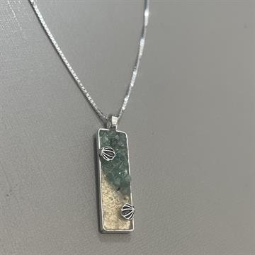Gargantilha Pedra Natural Amazonita e Simbolos Praianos V15 45CM