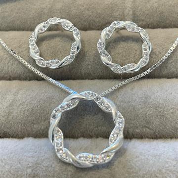 CONJUNTO CIRCULO TRANCADO COM ZIRCONIA CRISTAL