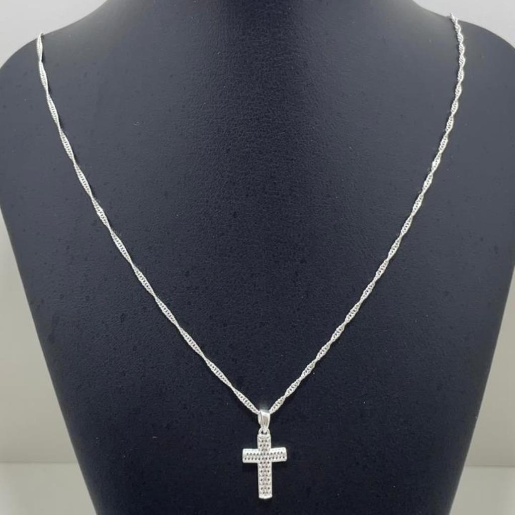 GARGANTILHA SINGAPURA 45CM COM CRUZ RENDA