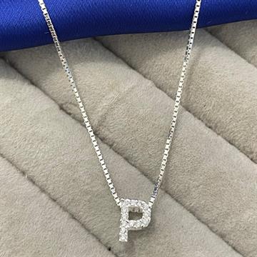 PINGENTE LETRA P GALERIA COM ZIRCONIA CRISTAL