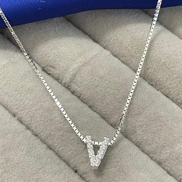 PINGENTE LETRA V GALERIA COM ZIRCONIA CRISTAL