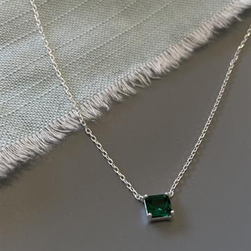 GARGANTILHA ZIRCONIA QUADRADA VERDE 45 CM
