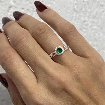ANEL SOLITARIO VERDE ESMERALDA TAM 15