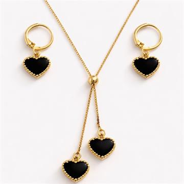 CONJUNTO CORAÇÃO GRAV. VAN CLEEF  PRETA