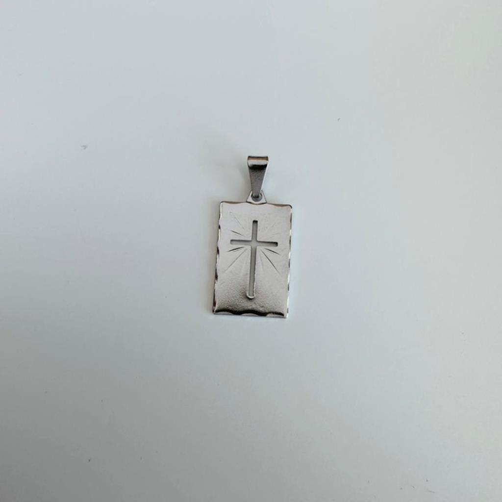 PINGENTE PLACA CRUZ RÓDIO