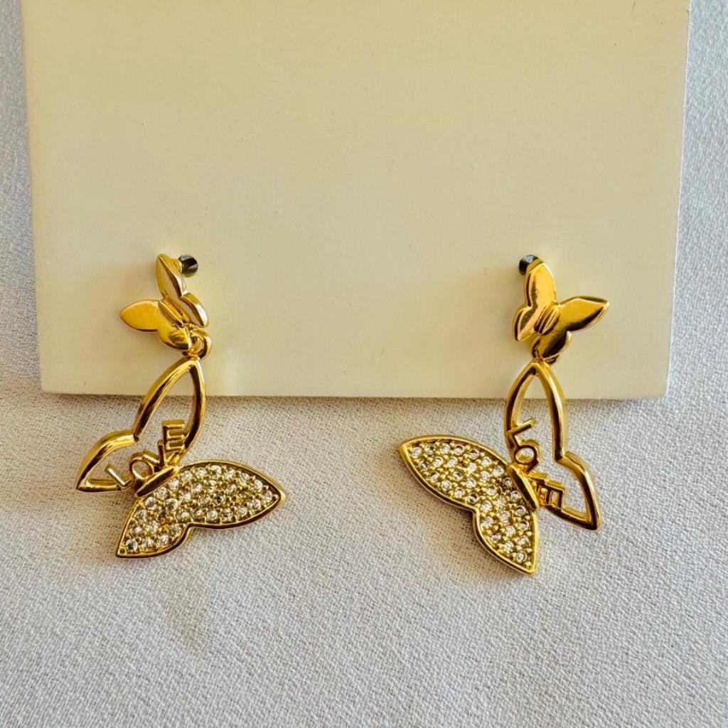 BRINCO BORBOLETA DUPLA LOVE