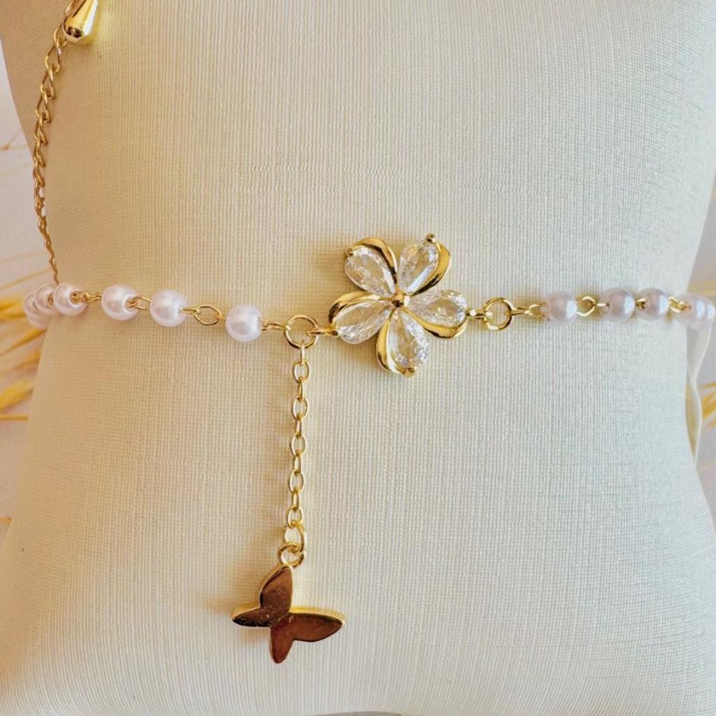 PULSEIRA PEROLA COM FLOR