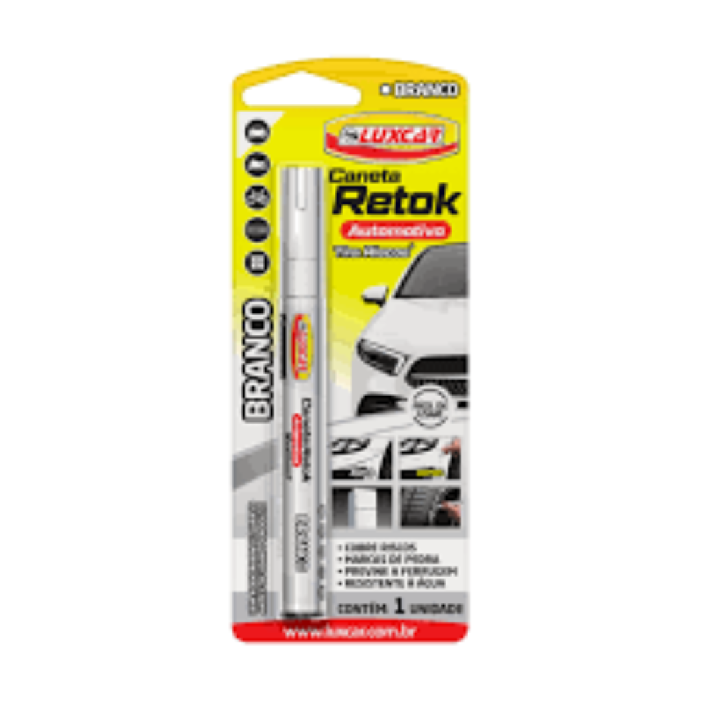 Caneta Retok Automotivo Branco Luxcar
