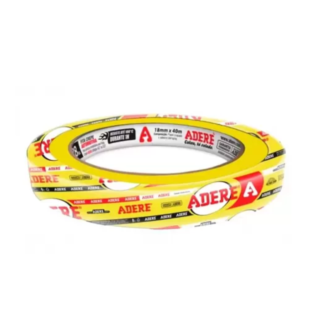 Fita Crepe Automotiva Amarela Adere A128RA/S 18x40mm