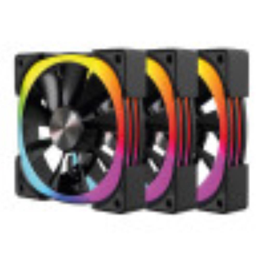 KIT 3 FANS PRETO CONTROLAVEL K04ARGB LED ARGB 120MM BLUECASE - BOX / CONECTOR 5V PLACA-MAE / SATA