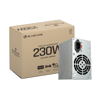 FONTE DE ALIMENTACAO ATX PS/3 230W C/ CABO C/ CAIXA PARDA (BLU230-CMPS3) - BLUECASE - PRATA REF 7920