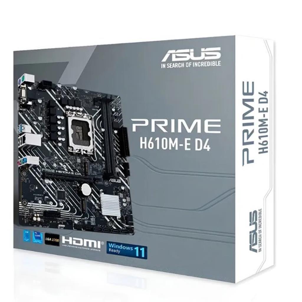 PLACA MAE ASUS PRIME H610M-E D4 - INTEL 1700 - DDR4 - MATX - M.2 NVME -VGA/HDMI/DISPLAYPORT