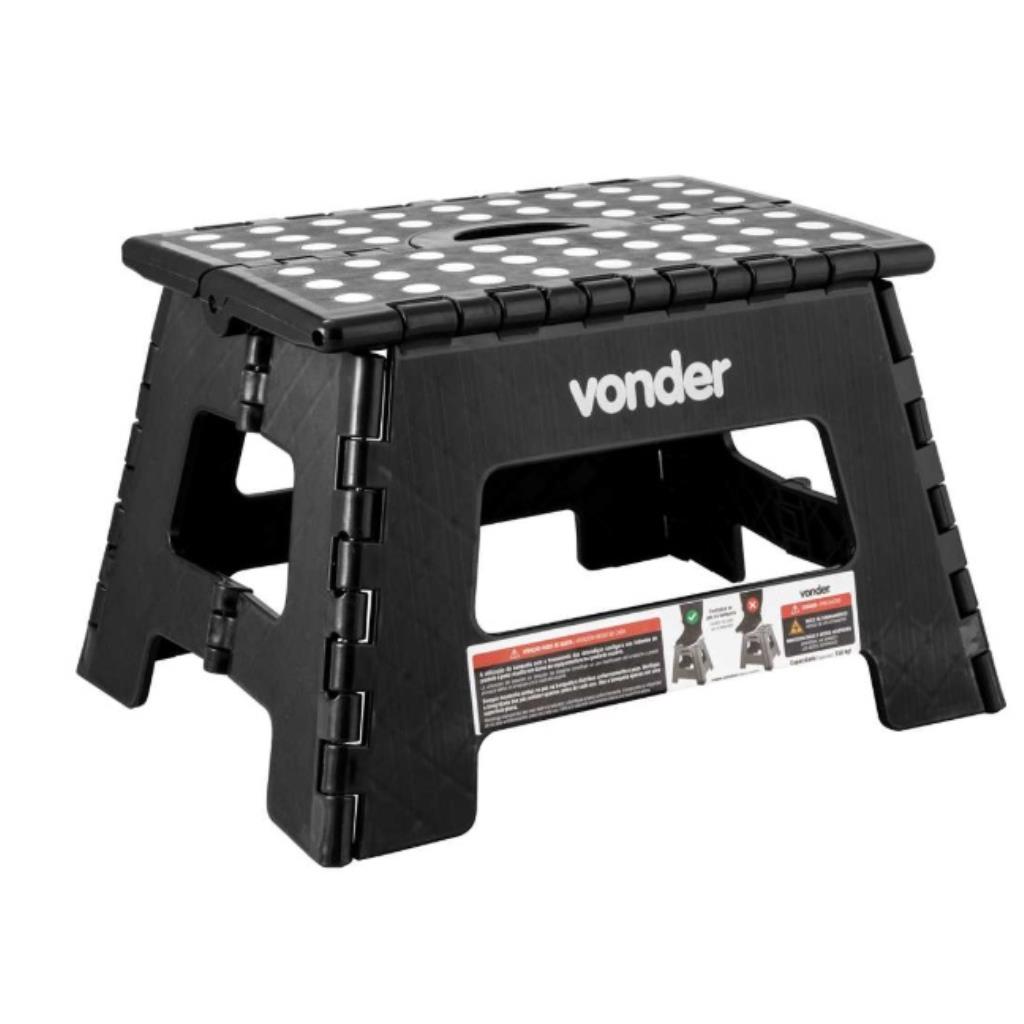 Banqueta plástica dobrável, preta, altura 220 mm, VONDER 3540022002