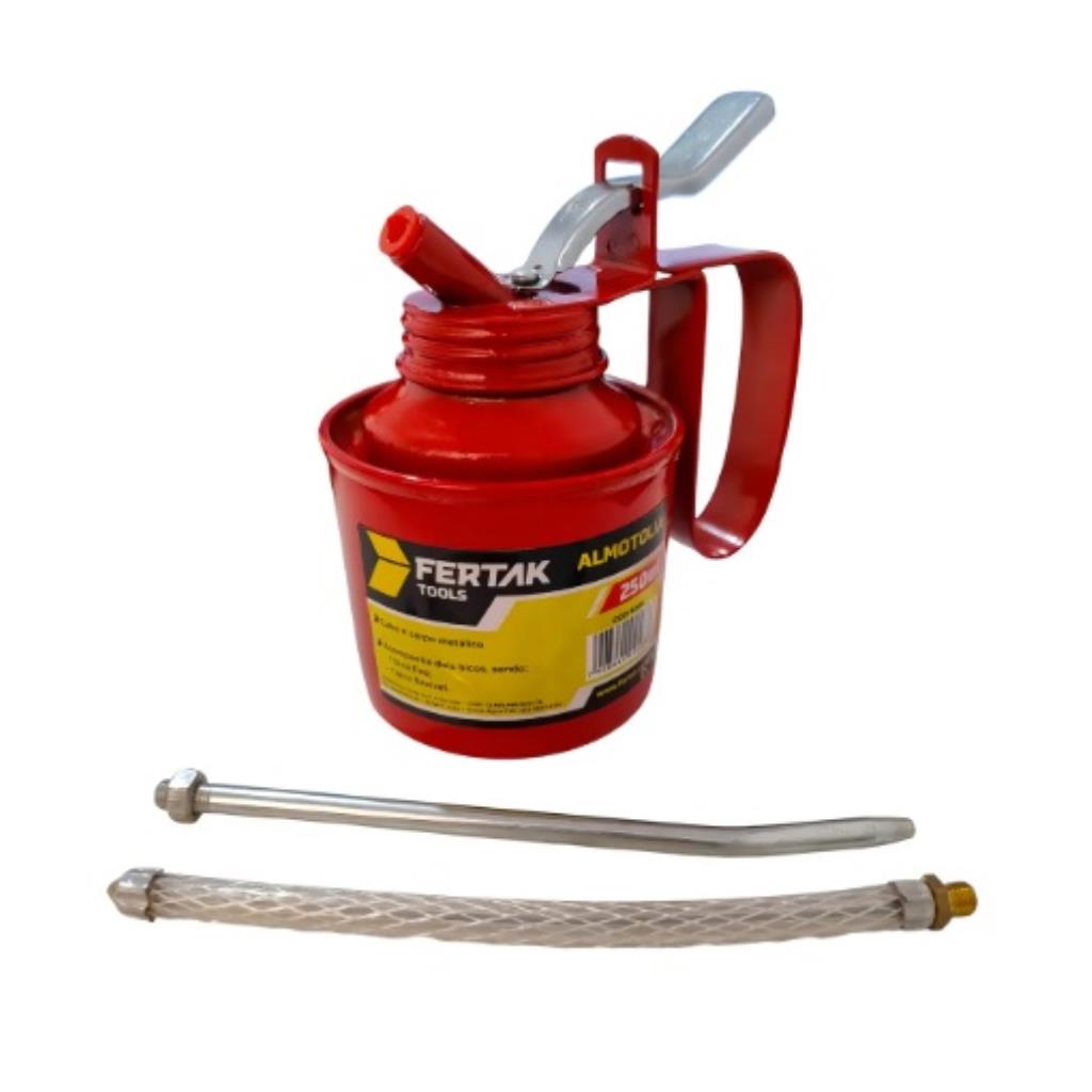 Bomba Óleo Almotolia Metálica 500ml Com 2 Bicos Fertak