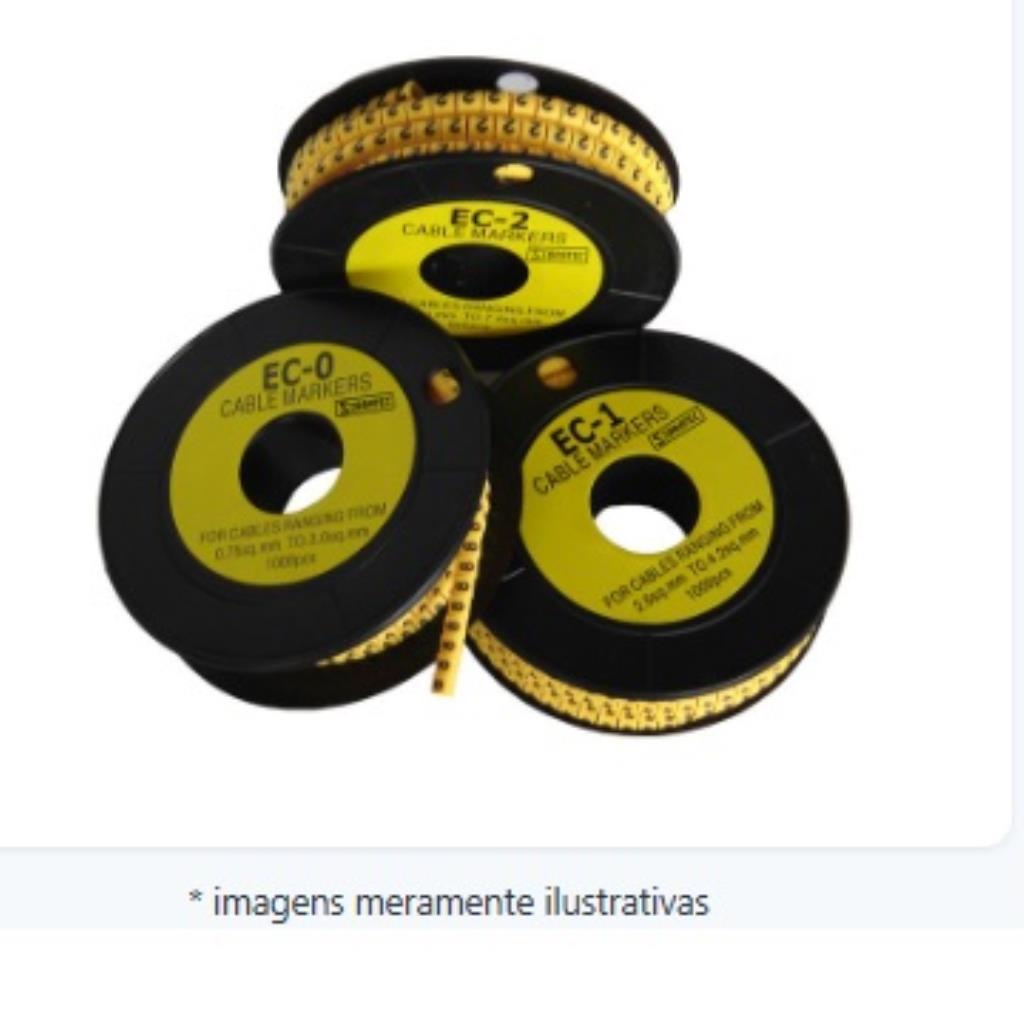Marcador de Cabo EC0 (para cabo 0,75~2,5mm²) Letra R - Unidade com 100 peças - Sibratec 8904