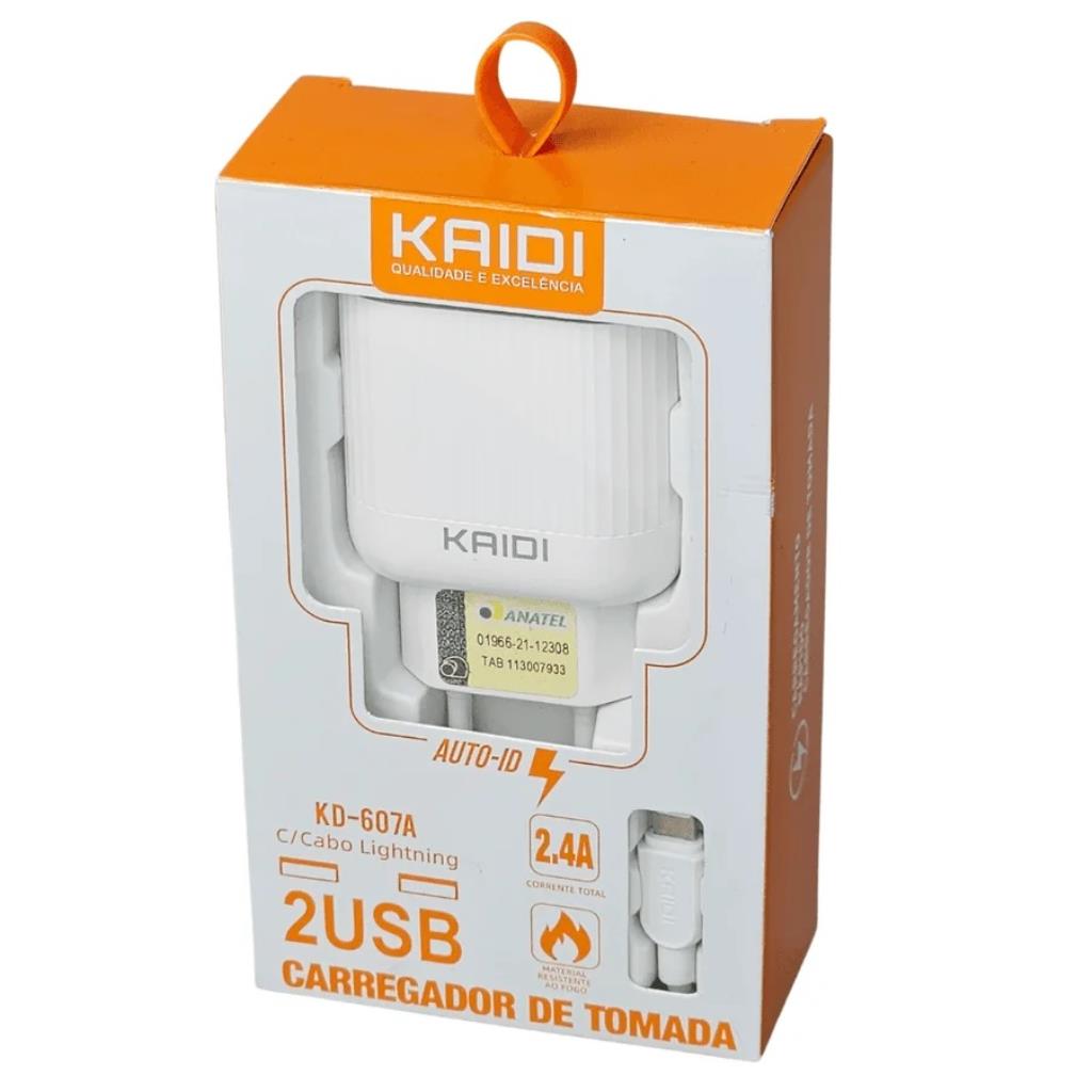 Carregador 2 USB para Lightning Kaidi KD-607A