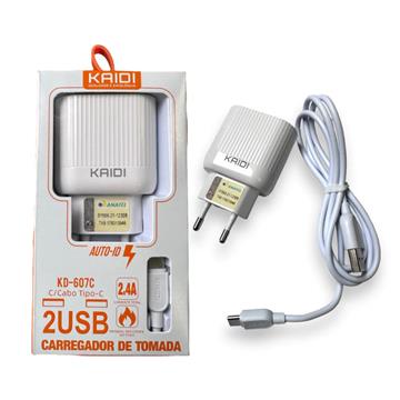 Carregador 2 USB para Micro 2.4A Kaidi KD-607S
