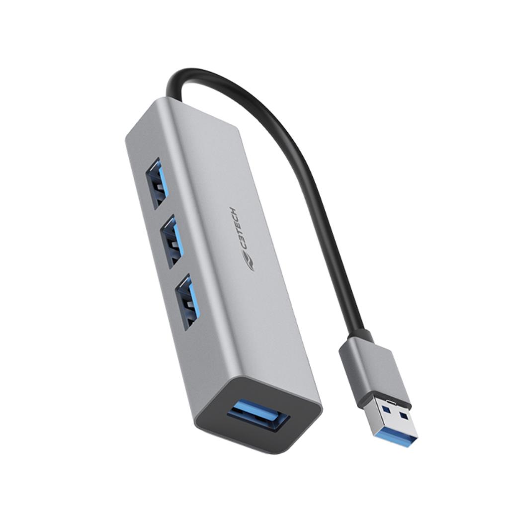HUB USB 3.0 4 Portas HU-340GY Prata C3Tech