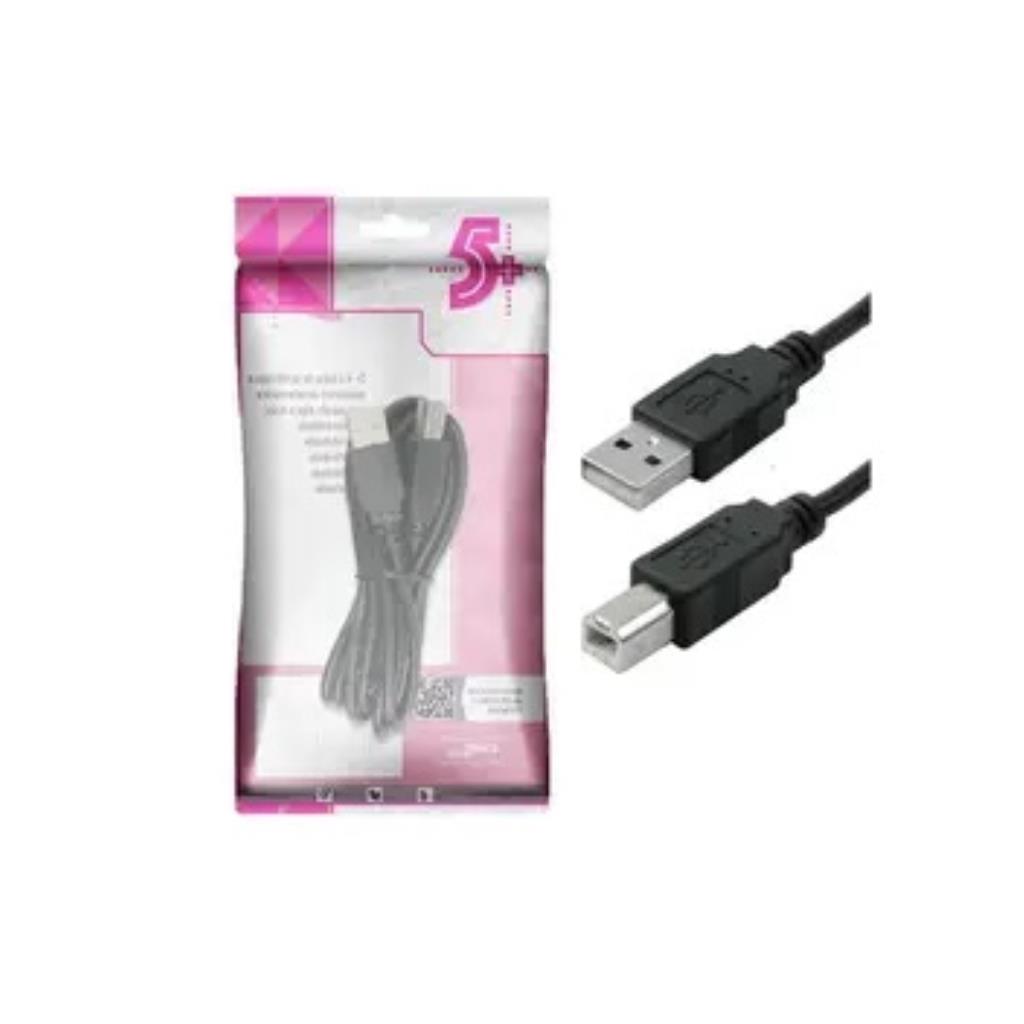 Cabo USB 2.0 A Macho x B Macho 2.0m Preto 5+ - 018-1403