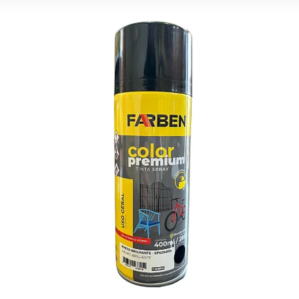 TINTA SPRAY FARBEN 400ML  USO GERAL PRETO BRILHANTE
