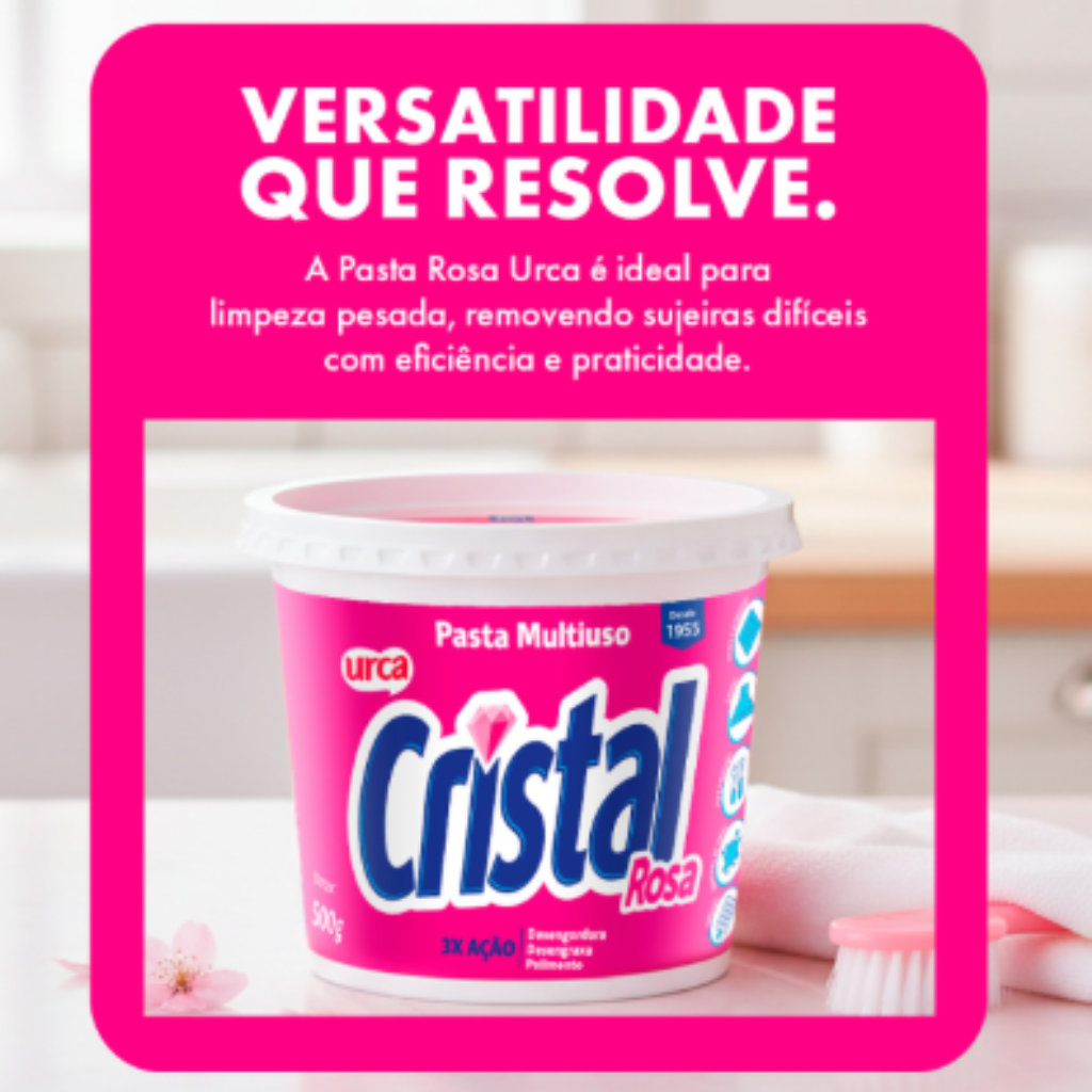LIMPADOR EM PASTA URCA CRISTAL 500GR ROSA