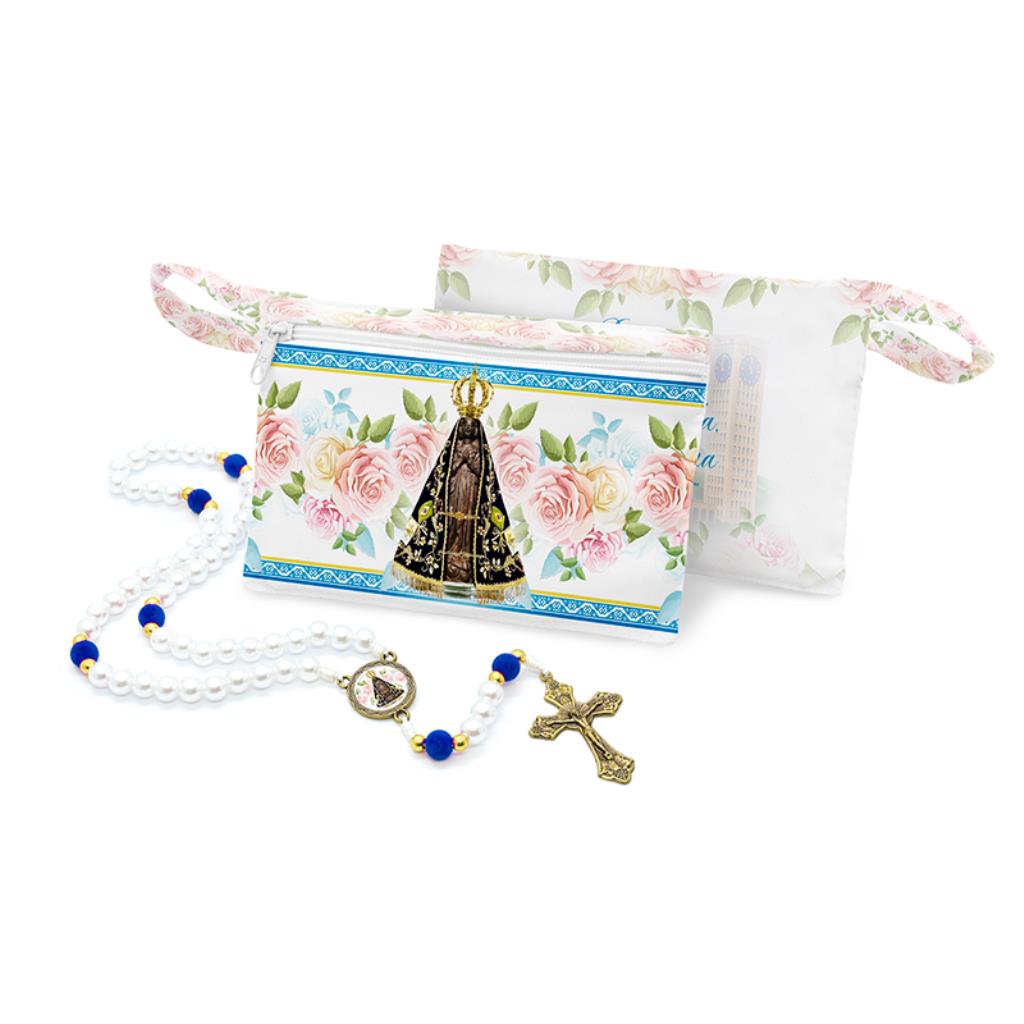 TERÇO NA BOLSINHA COM ZÍPER - NOSSA SENHORA APARECIDA