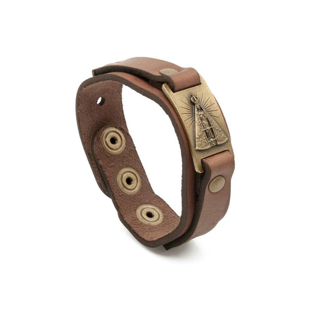 PULSEIRA COURO MARRON NOSSA SENHORA APARECIDA