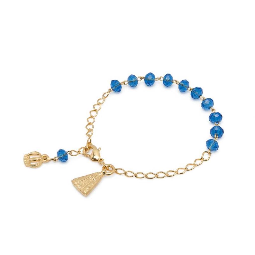 PULSEIRA DEZENA CRISTAL VIDRO AZUL NOSSA SENHORA APARECIDA