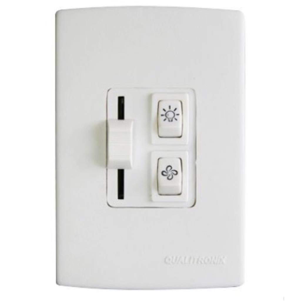 CONTROLE VENTILADOR DESLIZANTE + 1 LÂMPADA - BRANCO - QUALITRONIX