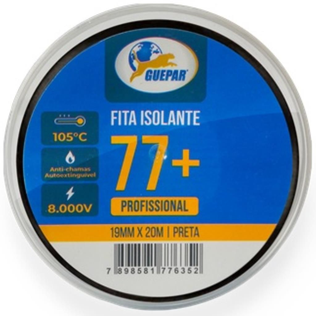 Fita Isolante 77+ Profissional 8.000V 19mm X 20mt Guepar