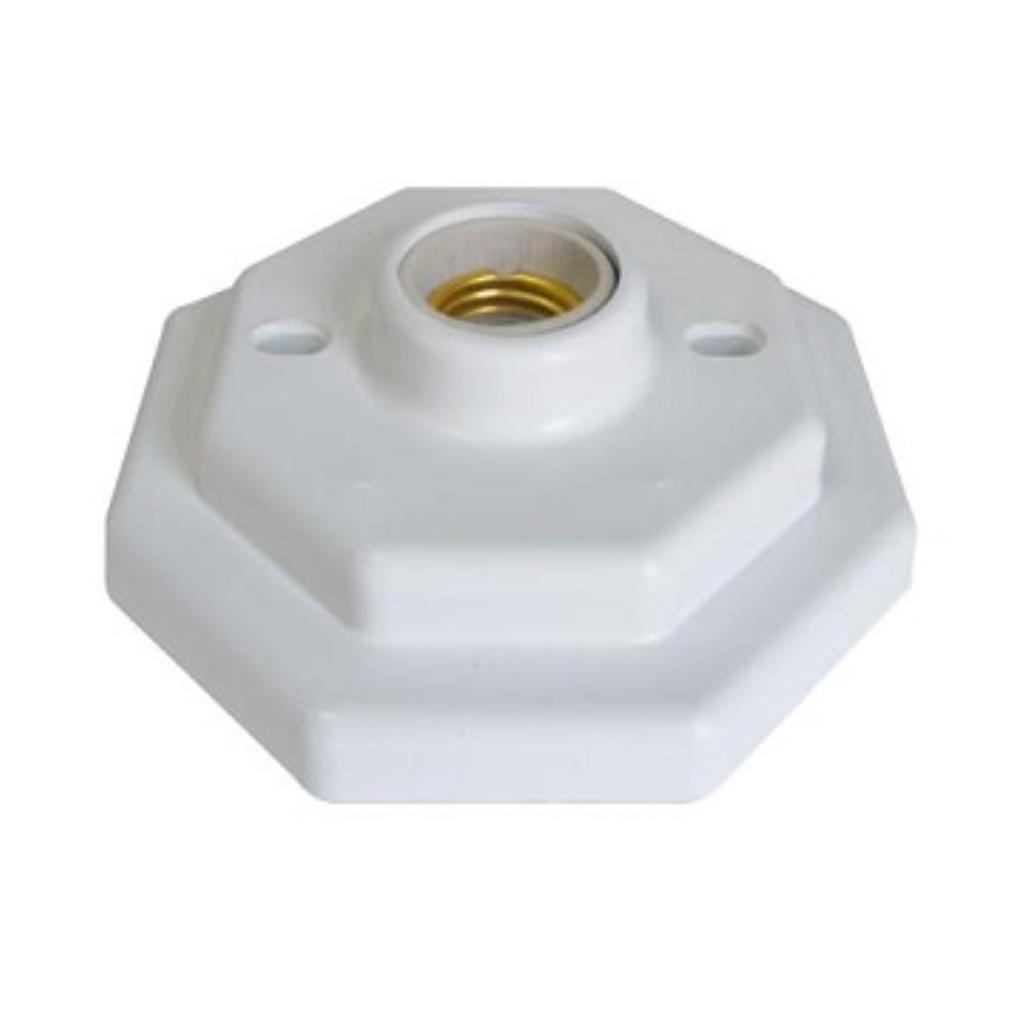 PLAFON COM SOQUETE LOUÇA - OCTAGONAL E27/100W BRANCO 3301 - OPL