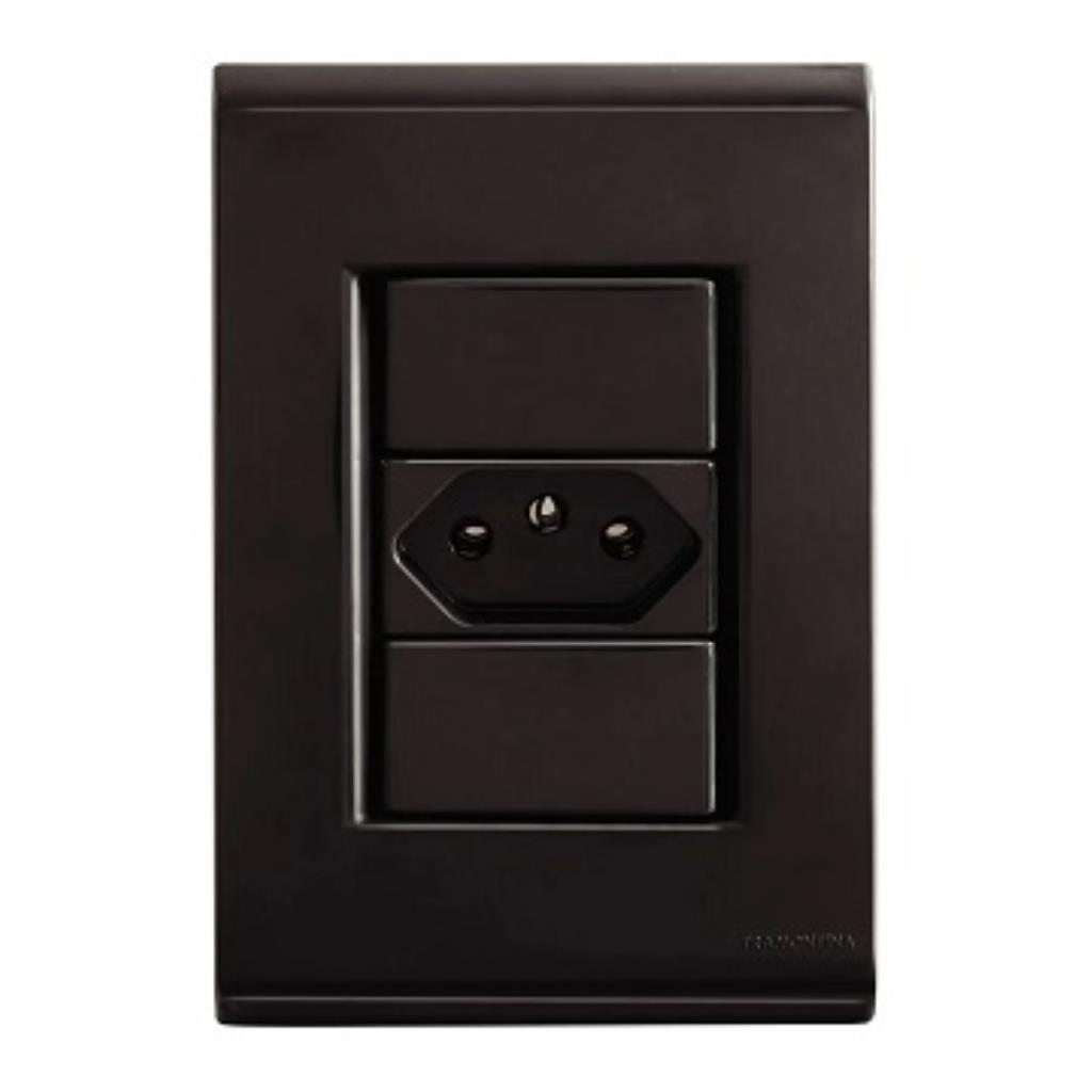 Tomada Liz Tramontina 2p+T 10A Com Placa 4x2 + Suporte Grafite