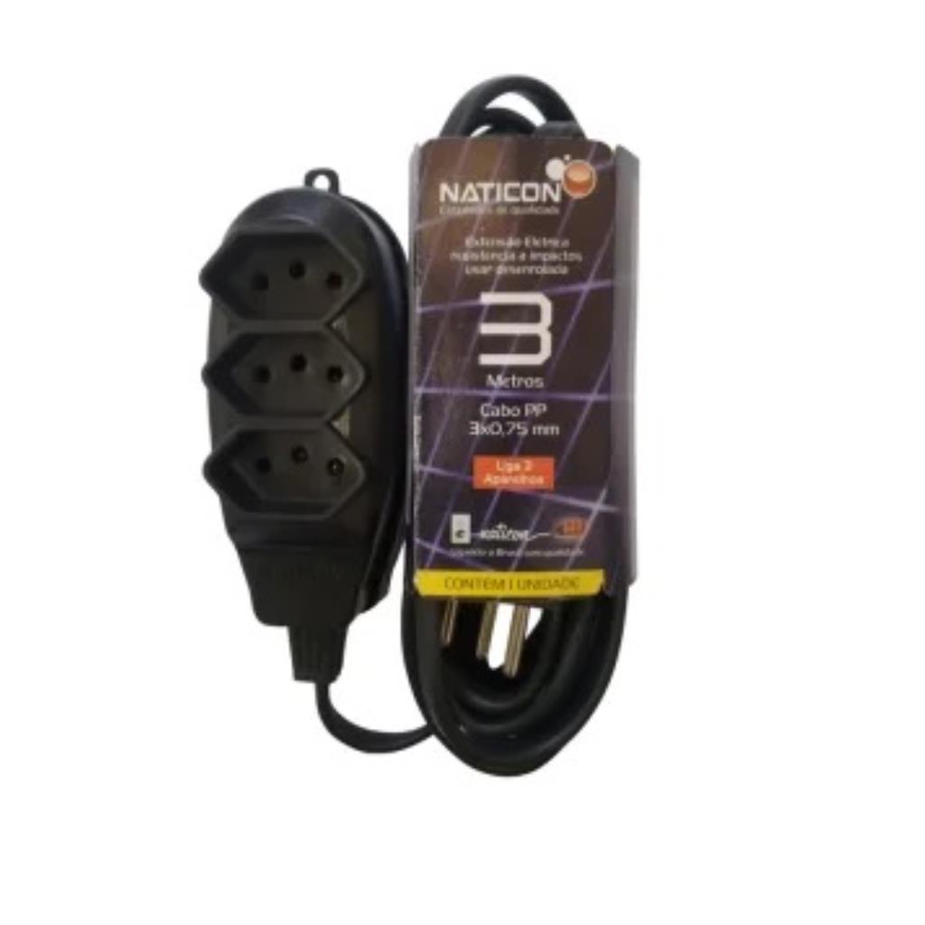 Extensão 03M Pp 2P+T 3 Saídas Naticon