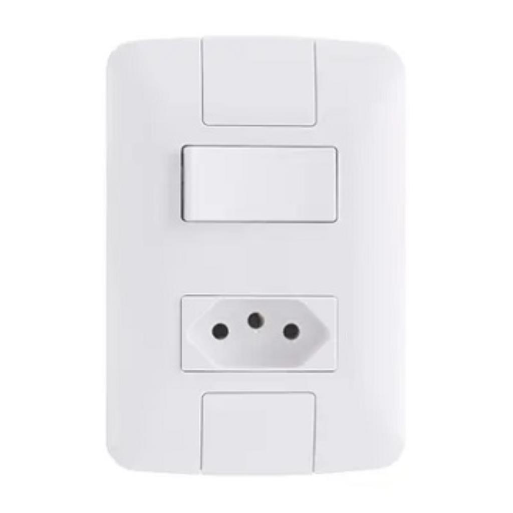 INTERRUPTOR ARIA TRAMONTINA 1 TECLA SIMPLES+TOM.2P+T 10A C/PLACA BC.