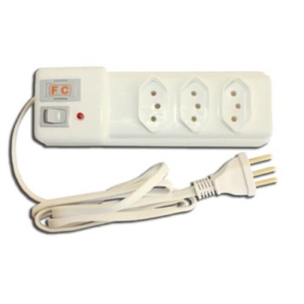 FILTRO DE LINHA 2P+T 1,20m BRANCA - 3 TOMADAS 2605-5- - FC