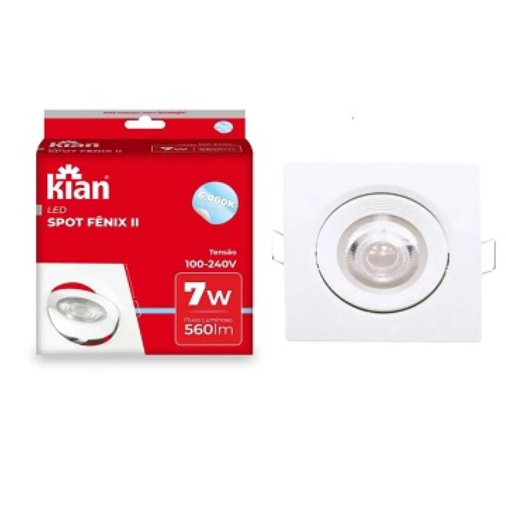 LUMINARIA SPOT LED QUADRADA FENIX II - 05W 127/220V 6000K - KIAN