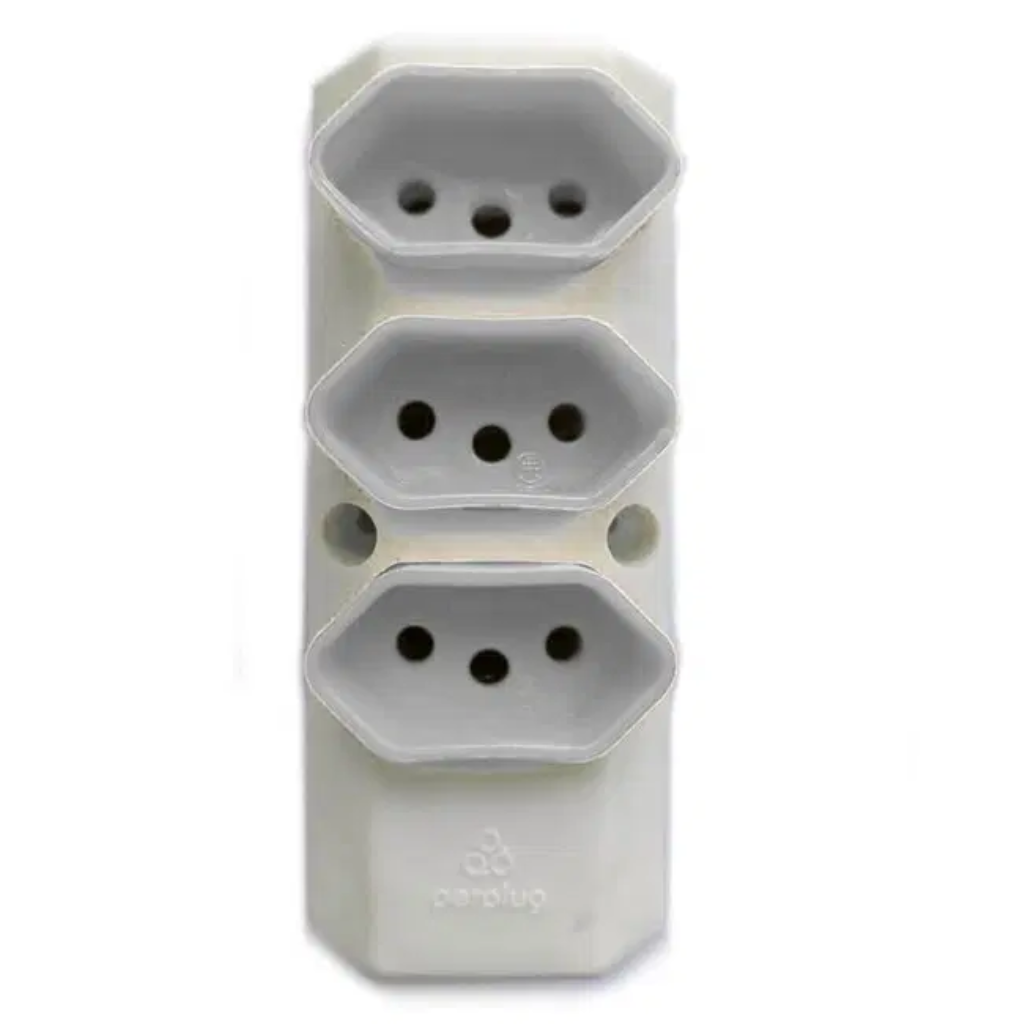 TOMADA EM BARRA TRIPLA PERLEX BRANCA 20A - 2120BR