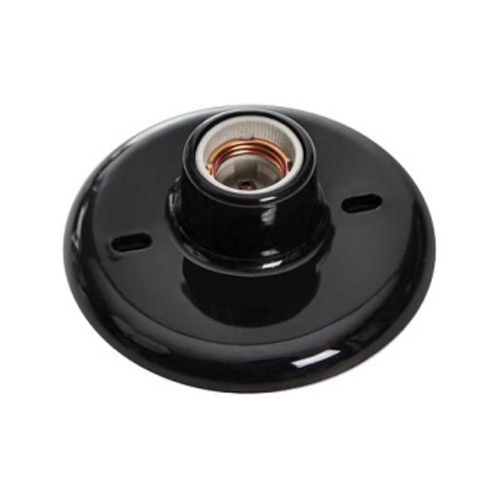 PLAFON COM SOQUETE LOUÇA - E27/100W PRETO 3296 - OPL
