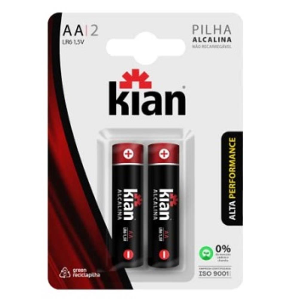 Pilha Alcalina AA 1,5V com 2 Unidades - KIAN