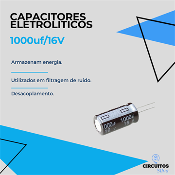 Capacitor eletrolítico 16V/1000uF-85°C.