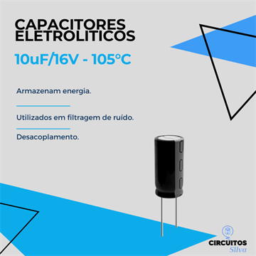 Capacitor eletrolítico  16V/10uF - 105ºC
